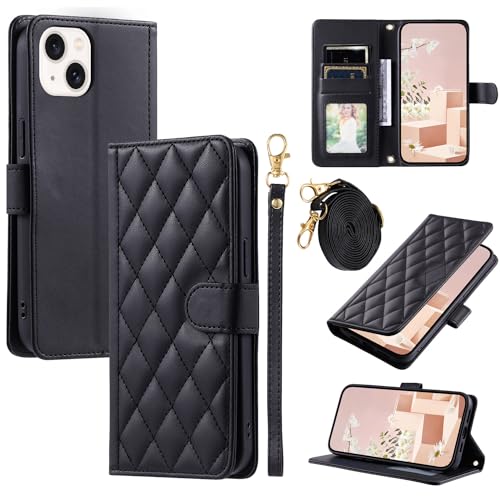 TEDTIKJT Handyhülle für iPhone 13 Hülle mit Handykette PU Leder Schutzhülle Standfunktion Kartenfach Wallet Stoßfeste Klapphülle für iPhone 13 Flip Cover Case,Schwarz TEDTIKJT Handyhülle für iPhone 13 Hülle mit Handykette PU Leder Schutzhülle Standfunktion Kartenfach Wallet Stoßfeste Klapphülle für iPhone 13 Flip Cover Case,Schwarz von TEDTIKJT