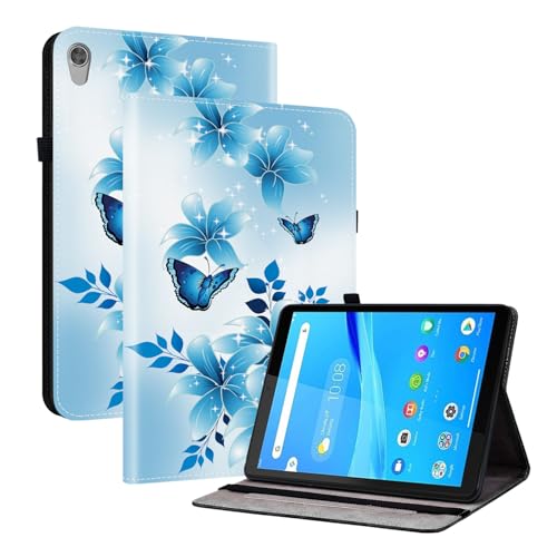 TEDTIKJT Hülle Kompatibel mit Lenovo Tab M8 1st/2nd/3rd Gen/ M8 (HD) 8" 2019 PU Leder Flip Cover Schutzhülle mit 2-Kartenschlitz Ständer Schutzhülle für Lenovo Tab M8 Hülle,Blauer Schmetterling von TEDTIKJT
