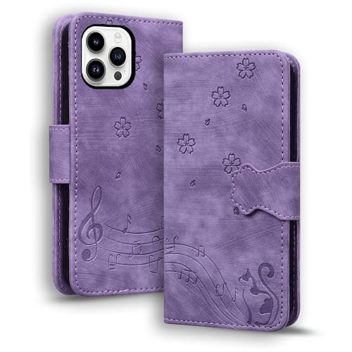TEDTIKJT Hülle Kompatibel mit iPhone 15 ProMax Flip Case Premium PU Leder Klapphüllen Wallet Card Slots Magnet Cover Schutzhülle Kompatibel mit iPhone 15 ProMax,Violett Katze TEDTIKJT Hülle Kompatibel mit iPhone 15 ProMax Flip Case Premium PU Leder Klapphüllen Wallet Card Slots Magnet Cover Schutzhülle Kompatibel mit iPhone 15 ProMax,Violett Katze von TEDTIKJT