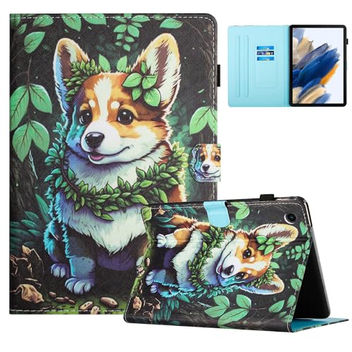 TEDTIKJT Hülle für Lenovo Tab M10 3rd Gen 10.1 Zoll 2022 (TB-328FU/ TB-328XU) PU Leder Flip Cover Magnet Kartenschlitz Ständer Tablet Schutzhülle Lenovo Tab M10 Gen 3 Case,Corgi von TEDTIKJT