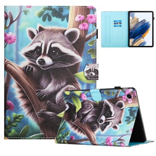 TEDTIKJT Hülle für Lenovo Tab M10 3rd Gen 10.1 Zoll 2022 (TB-328FU/ TB-328XU) PU Leder Flip Cover Magnet Kartenschlitz Ständer Tablet Schutzhülle Lenovo Tab M10 Gen 3 Case,Waschbär von TEDTIKJT