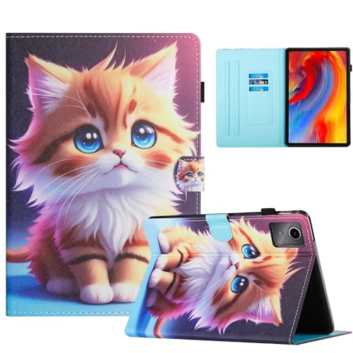 TEDTIKJT Hülle für Lenovo Tab M11/Xiaoxin Pad 2024 11 Zoll Schutzhülle PU Leder Flip Cover Tablet Lenovo Tab M11 Schutzhülle Lenovo Tab M11 Case mit Magnet Kartenschlitz Ständer Funktion,Gelbe Katze von TEDTIKJT