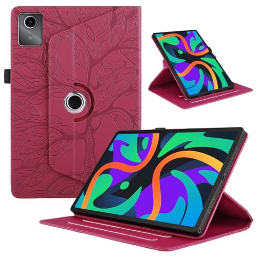 TEDTIKJT Hülle für Lenovo Tab M11 11 Zoll 2024 Schutzhülle Leder 360°Drehbar Multi-Winkel Ständer Baum Flip Cover Lenovo Tab M11 Tablet Case mit Auto Schlaf/Aufwach,Rot von TEDTIKJT