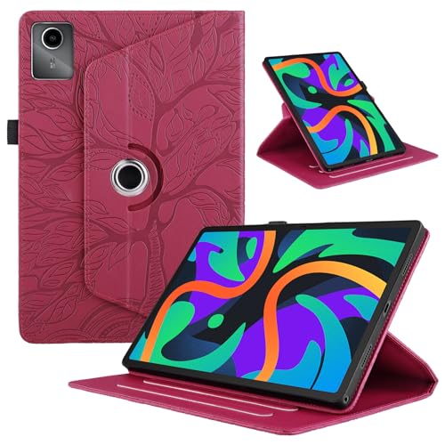 TEDTIKJT Hülle für Lenovo Tab M11 11 Zoll 2024 Schutzhülle Leder 360°Drehbar Multi-Winkel Ständer Baum Flip Cover Lenovo Tab M11 Tablet Schutzhülle,Rot von TEDTIKJT