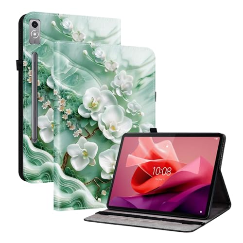 TEDTIKJT Hülle für Lenovo Tab P12 12.7 Zoll 2023 Flip Schutzhülle PU Leder mit Standfunktion mit 2-Kartenschlitz Schutzhülle für Lenovo Tab P12 12.7" 2023 Hülle,Jadeblüte TEDTIKJT Hülle für Lenovo Tab P12 12.7 Zoll 2023 Flip Schutzhülle PU Leder mit Standfunktion mit 2-Kartenschlitz Schutzhülle für Lenovo Tab P12 12.7" 2023 Hülle,Jadeblüte von TEDTIKJT