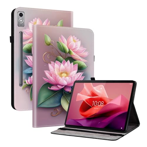 TEDTIKJT Hülle für Lenovo Tab P12 12.7 Zoll 2023 Flip Schutzhülle PU Leder mit Standfunktion mit 2-Kartenschlitz Schutzhülle für Lenovo Tab P12 12.7" 2023 Hülle,Lotusblume TEDTIKJT Hülle für Lenovo Tab P12 12.7 Zoll 2023 Flip Schutzhülle PU Leder mit Standfunktion mit 2-Kartenschlitz Schutzhülle für Lenovo Tab P12 12.7" 2023 Hülle,Lotusblume von TEDTIKJT