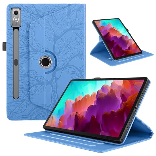 TEDTIKJT Hülle für Lenovo Xiaoxin Pad Pro/Lenovo Tab P12 12.7 Zoll 2023 Schutzhülle Leder 360°Drehbar Multi-Winkel Ständer Baum Flip Cover Tablet Case Lenovo Tab P12,Blau von TEDTIKJT