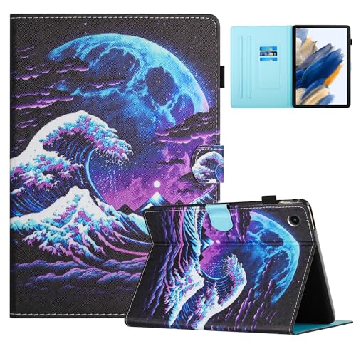 TEDTIKJT Hülle für Samsung Galaxy A8 10.5 Zoll (SM-X200 X205 X207) 2021 Tablet Schutzhülle PU Leder Flip Cover Magnet Kartenschlitz Multi-Winkel Ständer Case mit Auto Schlaf/Aufwach, Wellen von TEDTIKJT