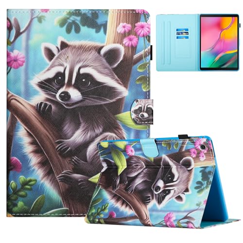 TEDTIKJT Hülle für Samsung Galaxy Tab A 10,1 T510/ T515 2019 Schutzhülle PU Leder Flip Cover Case Magnet Stoßfest Cover mit Kartenschlitz Multi-Winkel Ständer Tablet Schutzhülle SM-T510, Waschbär von TEDTIKJT