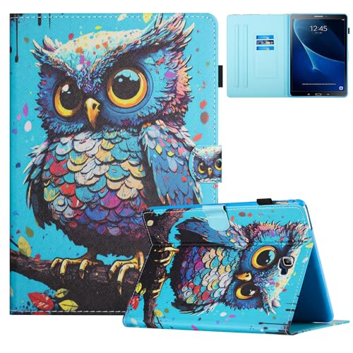 TEDTIKJT Hülle für Samsung Galaxy Tab A 10.1 2016 PU Leder Flip Cover Samsung Galaxy Tab A6 10.1 Zoll SM-T580 T585 Schutzhülle Magnet Kartenschlitz Multi-Winkel Ständer Tablet Case,Eule von TEDTIKJT