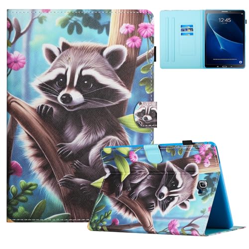TEDTIKJT Hülle für Samsung Galaxy Tab A 10.1 2016 PU Leder Flip Cover Samsung Galaxy Tab A6 10.1 Zoll SM-T580 T585 Schutzhülle Magnet Kartenschlitz Ständer Tablet Schutzhülle,Waschbär von TEDTIKJT