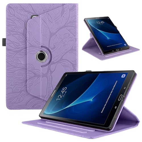 TEDTIKJT Hülle für Samsung Galaxy Tab A 10.1 Zoll 2016 SM-T580/ T585 Tablet Schutzhülle PU Leder 360°Drehbar Ständer Flip Cover Samsung Galaxy Tab A6 10.1" 2016 Case, Violett Baum von TEDTIKJT