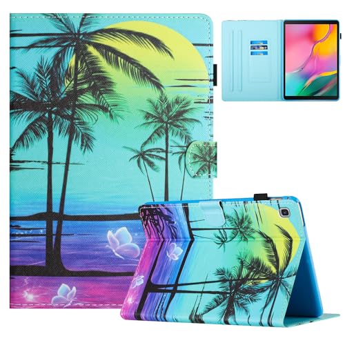 TEDTIKJT Hülle für Samsung Galaxy Tab A7 Lite 8,7 Zoll (SM-T227 SM-T225 SM-T220) Tablet Schutzhülle PU Leder Flip Cover Magnet Kartenschlitz Multi-Winkel Ständer Case Tab A7 Lite 8,7", Kokosnussbaum von TEDTIKJT