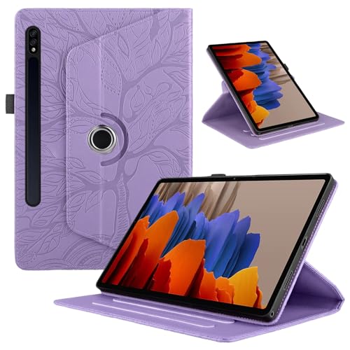 TEDTIKJT Hülle für Samsung Galaxy Tab S9 Ultra/Tab S8 Ultra 14.6 Zoll 2023/2022 (SM-X910/X916B/X900/X906) Schutzhülle Leder 360°Drehbar Multi-Winkel Ständer Baum Flip Schutzhülle Tablet Case,Violett von TEDTIKJT