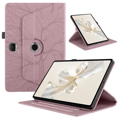 TEDTIKJT Hülle für Tablet Honor Pad 9 12.1 Zoll 2023 (HEY2-W09) Schutzhülle Leder 360°Drehbar Multi-Winkel Ständer Flip Tablet Schutzhülle Honor Pad 9 12.1" Case, Baum Rose Gold von TEDTIKJT