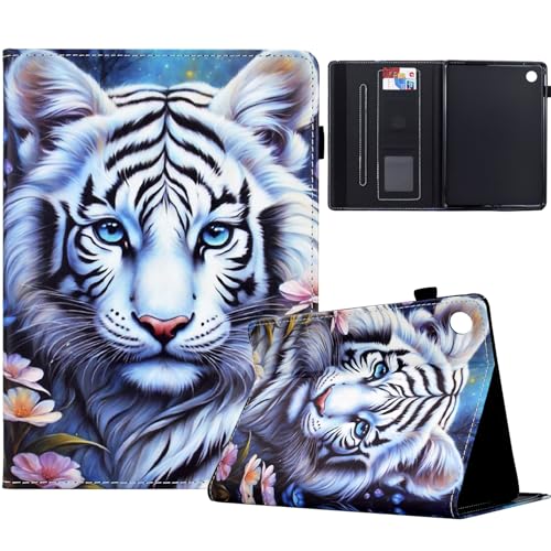 TEDTIKJT Hülle für Tablet Lenovo Tab M10 3rd Gen 10.1" 2022 Hülle TB-328FU TB-328XU Schutzhülle PU Leder Flip Cover mit Kartenschlitz Ständer Tablet Lenovo Tab M10 3rd Gen Schutzhülle,Weißer Tiger von TEDTIKJT