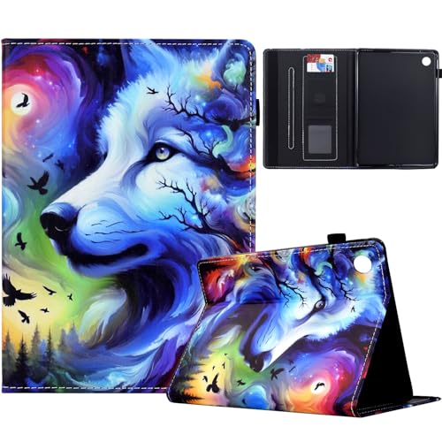 TEDTIKJT Hülle für Tablet Lenovo Tab M10 Plus (3rd Gen) 10.6" 2022 Hülle TB125FU TB128FU TB128XU Schutzhülle PU Leder Flip Cover mit Kartenschlitz Ständer Tablet Schutzhülle,Wolf von TEDTIKJT