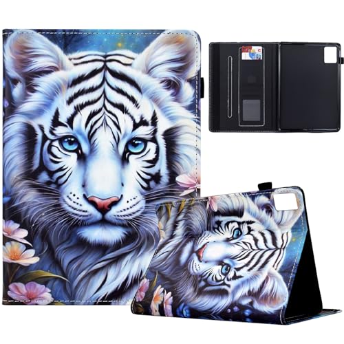 TEDTIKJT Hülle für Tablet Lenovo Tab M11 11" 2024 Hülle Schutzhülle PU Leder Flip Cover mit Kartenschlitz Ständer Tablet Cover Lenovo Tab M11 Schutzhülle,Weißer Tiger von TEDTIKJT