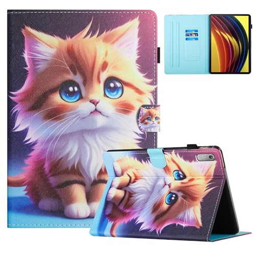 TEDTIKJT Hülle für Lenovo Tab P11 (2nd Gen) 11.5 Zoll 2023 TB350FU/ TB350XU PU Leder Flip Cover Magnet Kartenschlitz Ständer Lenovo Tab P11 Gen 2 Tablet Schutzhülle Case,Gelbe Katze von TEDTIKJT