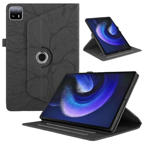 TEDTIKJT Hülle für Xiaomi Pad 6 Max 14 Zoll 2023 Schutzhülle PU Leder 360°Drehbar Multi-Winkel Ständer Baum Flip Schutzhülle Xiaomi Pad 6 Max 14" Tablet Case, Schwarz von TEDTIKJT