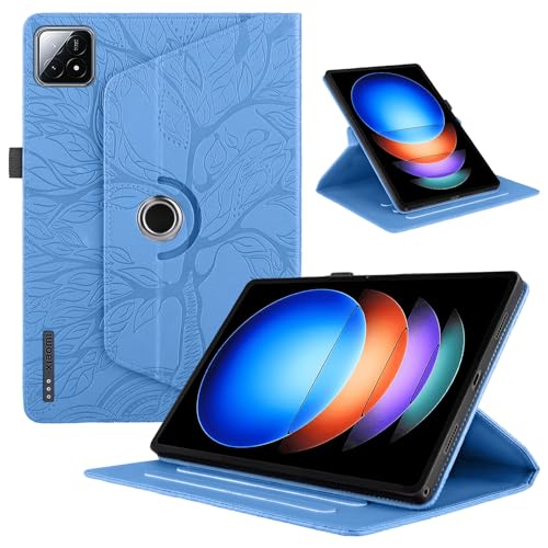 TEDTIKJT Hülle für Xiaomi Pad 6S Pro 12.4 Zoll 2024 Schutzhülle Leder 360°Drehbar Multi-Winkel Ständer Baum Flip Schutzhülle Xiaomi Pad 6S Pro 12.4" Tablet Case, Blau von TEDTIKJT