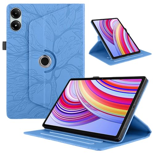 TEDTIKJT Hülle für Xiaomi Redmi Pad Pro 12.1" 2024 Tablet Hülle PU Leder 360°Drehbar Multi-Winkel Ständer Flip Cover Xiaomi Redmi Pad Pro 12.1" Tablet Schutzhülle Baum Case, Blau von TEDTIKJT