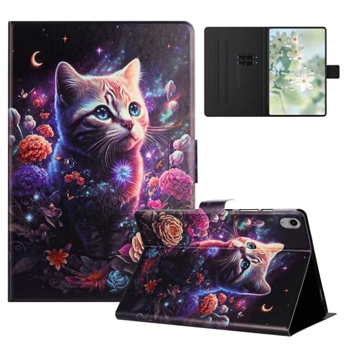 TEDTIKJT Hülle für iPad 10th Generation 10.9" 2022 Tablet Schutzhülle PU Leder Flip Bemaltes Muster mit Magnetic Kartenschlitz Ständer für iPad 10.9" 10th Gen Schutzhülle Cover,Bunte Katze von TEDTIKJT