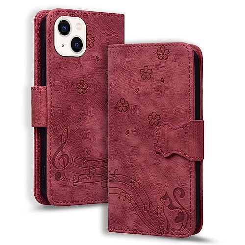 TEDTIKJT Hülle kompatibel mit iPhone 16 Pro 6.3" Klapphüllen PU Leder Hülle Klappbar Pro mit Standfunktion Kartenfach Magnetic Süße Katze Kirschblüte Hülle kompatibel mit iPhone 16 Pro Cover,Rot TEDTIKJT Hülle kompatibel mit iPhone 16 Pro 6.3" Klapphüllen PU Leder Hülle Klappbar Pro mit Standfunktion Kartenfach Magnetic Süße Katze Kirschblüte Hülle kompatibel mit iPhone 16 Pro Cover,Rot von TEDTIKJT