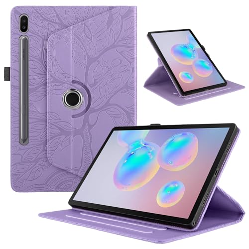 TEDTIKJT Kompatibel Tablet Samsung Galaxy Tab S6 10.5" 2019 Hülle SM-T860/T865 PU Leder 360°Drehbar Multi-Winkel Ständer Baum Flip Cover Case Samsung Galaxy Tab S6 Tragbare Schutzhülle,Violett von TEDTIKJT