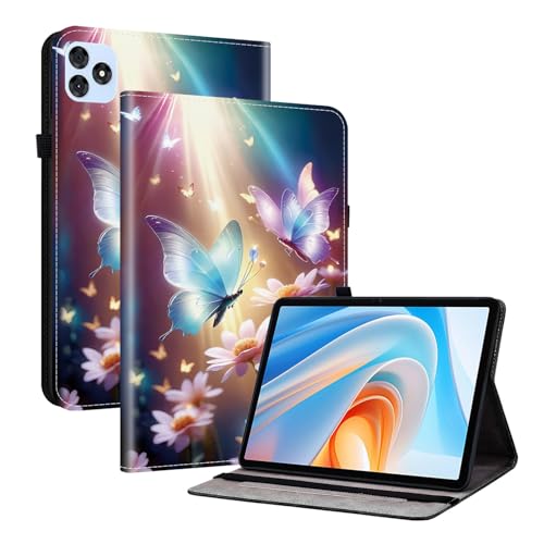 TEDTIKJT Tablet Hülle Kompatibel mit itel VistaTab 30 11 Zoll 2024 PU Leder Flip Cover Schutzhülle mit 2-Kartenschlitz Ständer für itel VistaTab 30 Schutzhülle,Schmetterlingsblume von TEDTIKJT