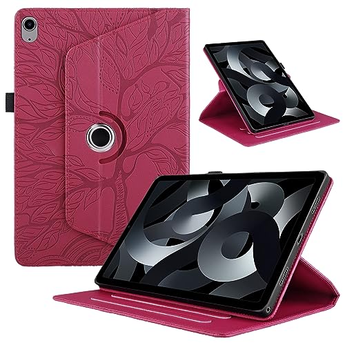 TEDTIKJT Tablet Hülle für iPad 10th Gen 2022 10.9"/iPad 11th Gen 11" 2025 Schutzhülle PU Leder 360°Drehbar Multi-Winkel Hülle Auto Schlaf/Aufwach Ständer Baum Flip Schutzhülle, Rot von TEDTIKJT