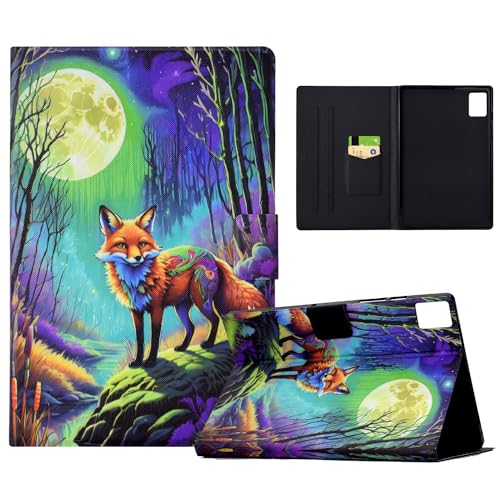 TEDTIKJT Tablet Schutzhülle für Lenovo Tab M11 11" 2024 Hülle Flip PU Leder Lenovo Tab M11 Tablet Cover mit Kartenschlitz Ständer süße Farbbilder Tablet Hülle,Moonlight Fox von TEDTIKJT
