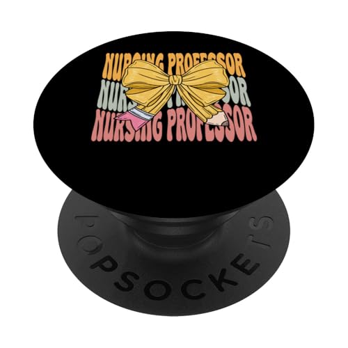 Krankenpflege-Professor Groovy Coquette Bow Cute Zurück zur Schule PopSockets Klebender PopGrip von TEEAX