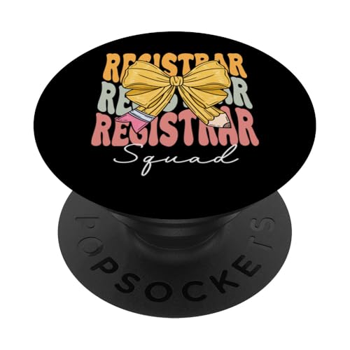 Registrar Squad Groovy Coquette Bow Cute Zurück zur Schule PopSockets Klebender PopGrip von TEEAX