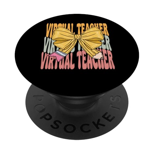 Virtuelle Lehrerin Groovy Coquette Bow Cute Zurück zur Schule PopSockets Klebender PopGrip von TEEAX