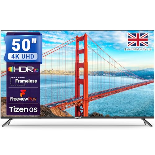 TeeView 50 Zoll 4K Ultra HD UHD, HDR10 Smart TV Tizen OS mit Freeview Play, BBC iPlayer, Netflix, Disney+, Prime Video, Gaming Hub Dolby Audio, hergestellt in Großbritannien TeeView 50 Zoll 4K Ultra HD UHD, HDR10 Smart TV Tizen OS mit Freeview Play, BBC iPlayer, Netflix, Disney+, Prime Video, Gaming Hub Dolby Audio, hergestellt in Großbritannien von TEEVIEW