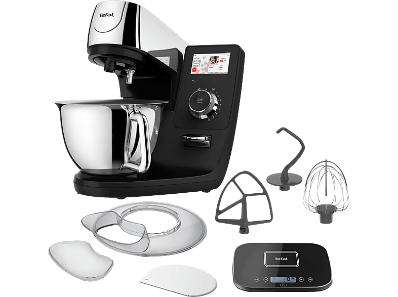 TEFAL QB9518 I-Coach Touch Küchenmaschine Schwarz/Edelstahl (Rührschüsselkapazität: 5,5 l, 1200 Watt) von TEFAL