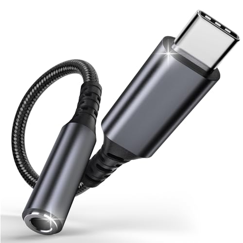 Adapter USB-C auf Klinke, 3.5mm Audio USB C Kopfhörer Adapter, Jack Audio Adapter mit HiFi DAC Chip für Samsung S23 S22, iPhone 15 Pro Max, Huawei P50/P40, MacBook, iPad Pro (Grau 2 Pcs) von TEFLOTY