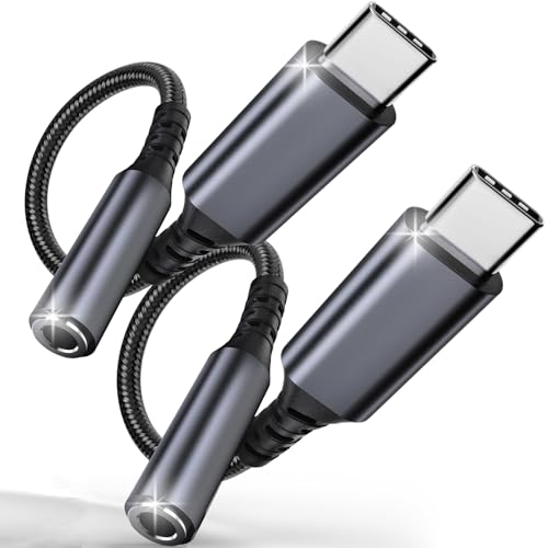 Adapter USB-C auf Klinke, 3.5mm Audio USB C Kopfhörer Adapter, Jack Audio Adapter mit HiFi DAC Chip für Samsung S23 S22, iPhone 15 Pro Max, Huawei P50/P40, MacBook, iPad Pro (Grau) von TEFLOTY