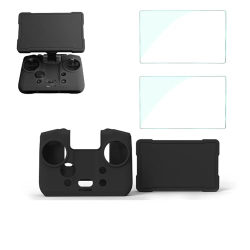 TEHAOUU Schutz-Set für DJI Mavic 4 Pro RC Pro 2 Silikonhülle & Displayschutzfolie HD 9H Panzerfolie Anti-Kratzer Staubdicht Ölbeständigkeit Fernbedienung Zubehör (Schwarz) von TEHAOUU