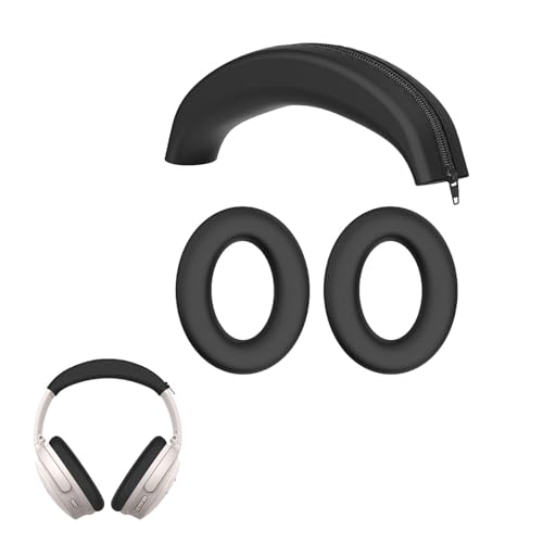 TEHAOUU Weiche Silikon Cover Case Set für Bose QC45/QC35 Kopfhörer - Anti-Rutsch Staubdichte Schutzhülle - Hautfreundlich Snug Fit Kratzfest (Schwarz) von TEHAOUU