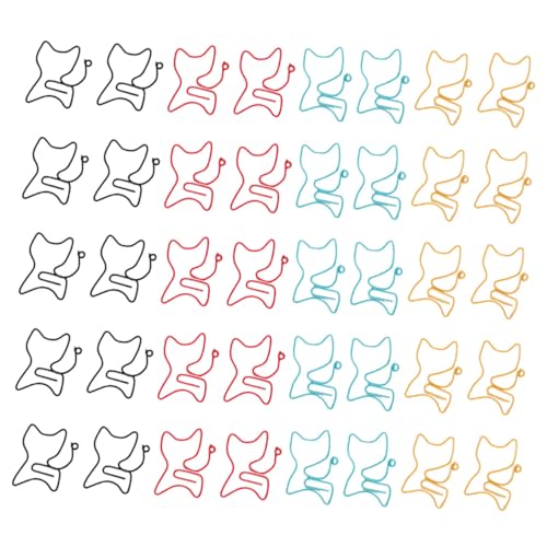 TEHAUX 1 Satz Lesezeichen-clips Tierische Büroklammern Lesezeichen Büroklammer Katze Büroklammern Katzensachen Lesezeichenclip in Tierform Clips in Tierform Fotoclips Metall 50 Stück von TEHAUX