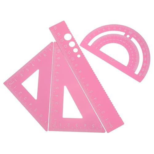 TEHAUX 1 Satz Winkelmesser Schulbedarf Mathematikartikel Schulmaterial für Messung Büro geometry set geometrieset schulzeug Zeichnen von Herrscher Unterrichtsversorgung Metall Rosa von TEHAUX