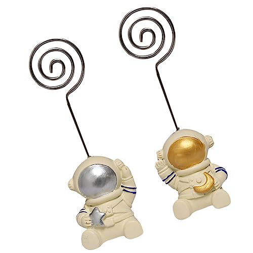 TEHAUX 1 Set 2 Stück Astronaut Visitenkartenhalter Memo Klemme Foto Clip Für Zuhause Schreibtisch Verzierung Büroklammern Platzhalter Notizklammer Memo Clip Memohalter Bild Feste Clips von TEHAUX
