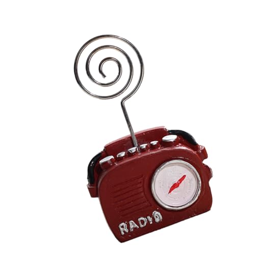 TEHAUX 1 Stück Telefon -radioclip Kartenhalter Für Schreibtisch Vintage-radio Altes Telefon Retro-karten-clip Hochzeitsbedarf Halter in Form Eines Telefonradios Fotohalter Harz Rot von TEHAUX