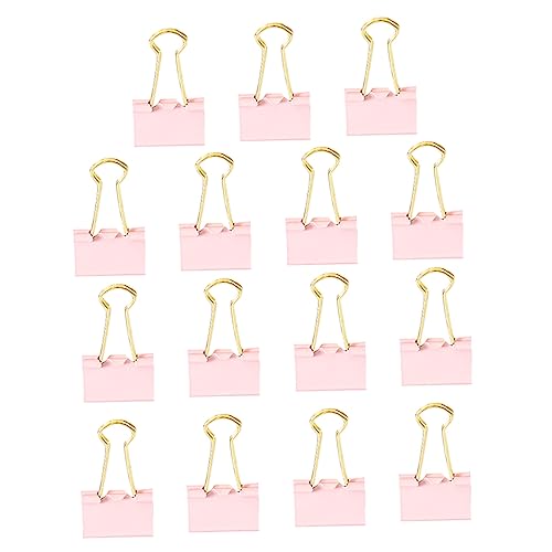 TEHAUX 15 Stück Elliot-Ordner book holder buchklammer dip clips Data cables Book clamps klein Jumbo Dateiorganisation von Clips Schreibwaren Büro-Aktenklammern Büroklammern Metall Rosa von TEHAUX