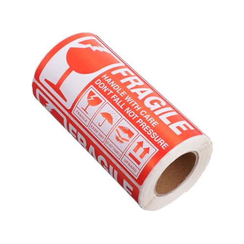 TEHAUX 1Rolle Fragile Aufkleber Selbstklebende Fragile Für Verpackungen Und Versand Warnhinweis Für Zerbrechliche Güter Rot von TEHAUX