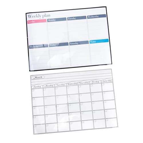 TEHAUX 1Satz Magnetischer Kalender für Kühlschrank Wiederverwendbare Trockene Planungstafel mit Magneten für Monats und Wochenplanung Praktische Nachrichtenplatte für Effizientes von TEHAUX
