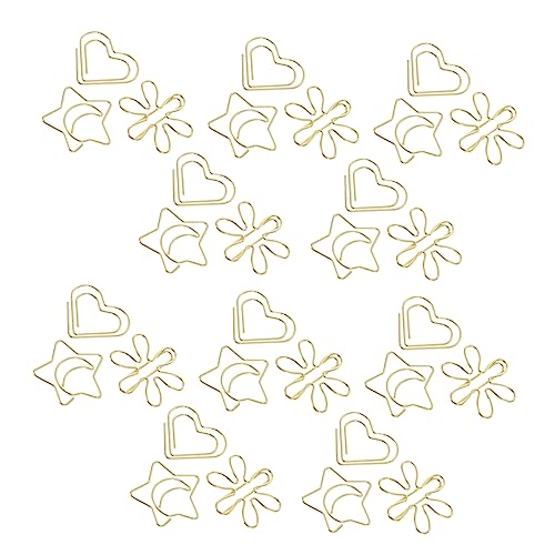 TEHAUX 2 Sätze Büroklammer Klein Bunt Papierklammern Dekorativ Silber Clips Die Bürodeskendekoration Rosa Sortiert Stichworte Geformt Für Büro Golden Metall 30 Stück * 2 von TEHAUX