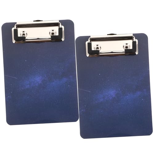 TEHAUX 2 Stück Menü Zwischenablage Planke Aluminium -Zwischenablage mit Speicher Klemmbretthalter Papier schreibtafel buchstabentafel Büroklammern Unterstützung beim Schreiben Abs Blue von TEHAUX